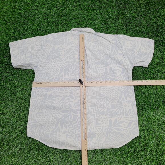 Vintage 90s MOD Geometric AOP Button Shirt Large 22x26 White - Picture 3 of 12